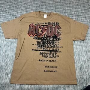 AC/DC Back in Black Shirt Brown Men’s Sz XL New
